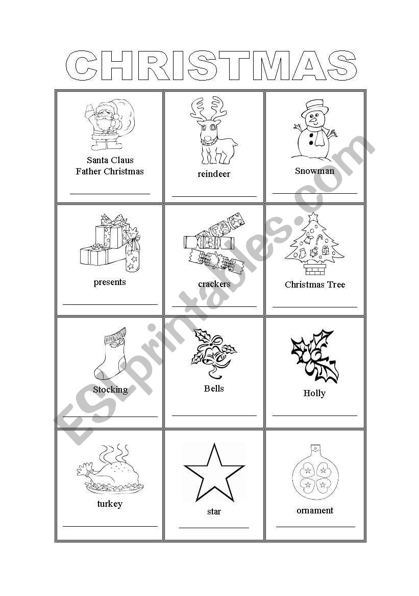 `picture dictionary christmas worksheet